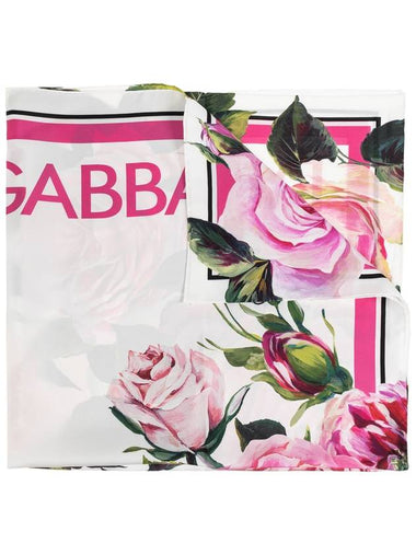 Dolce & Gabbana Silk Scarf With Floral Motif, Women's, White - DOLCE&GABBANA - BALAAN 1