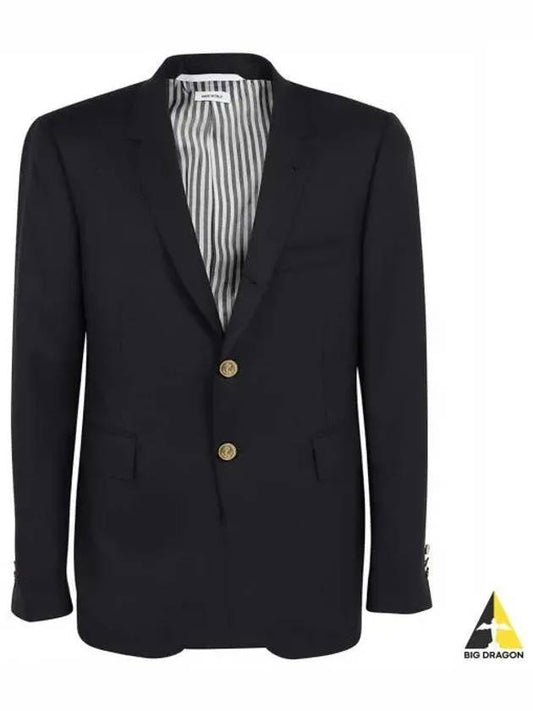 Super 120S Wool Twill Single Breasted Classic Jacket Navy - THOM BROWNE - BALAAN 2