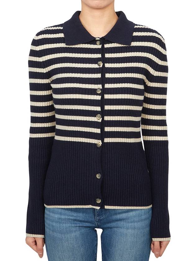 Striped Collar Cardigan Dark Navy - A.P.C. - BALAAN 2