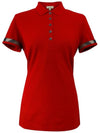 Women's Check Sleeve Short Sleeve Polo Shirt Red - BURBERRY - BALAAN 2