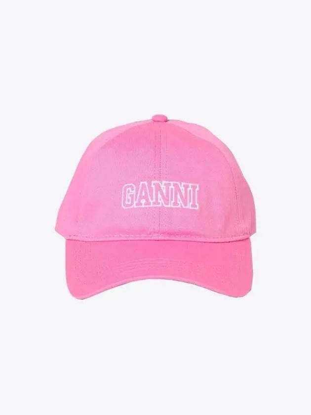 Software Heavy Embroidered Logo Cotton Ball Cap Pink - GANNI - BALAAN 2