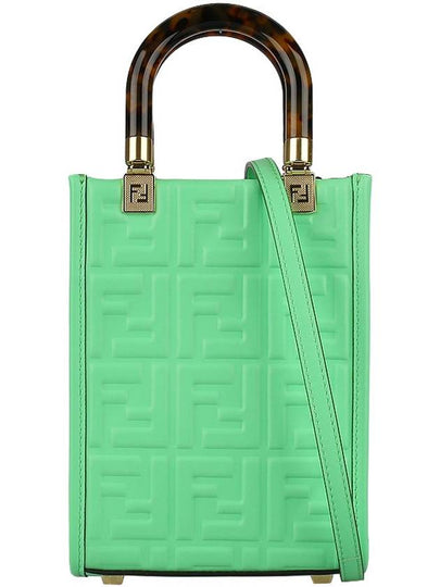 Sunshine FF Motif Small Leather Tote Bag Green - FENDI - BALAAN 2