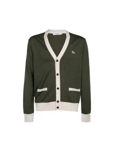 Maison Kitsune BABY FOX PATCH BI COLOR CLASSIC CARDIGAN KHAKI GRAY - MAISON KITSUNE - BALAAN 1