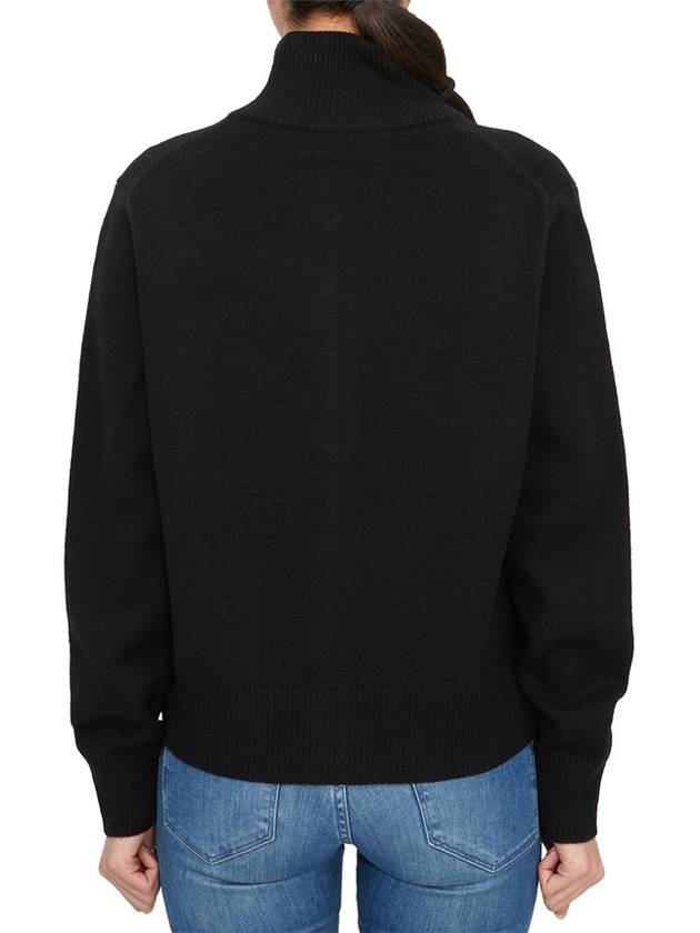 Fox Head Intarsia High Neck Cardigan Black - MAISON KITSUNE - BALAAN 5