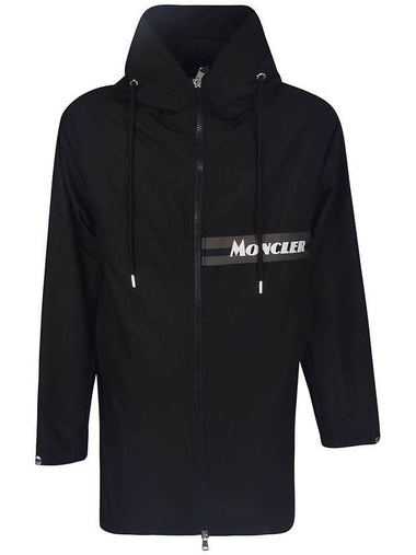 Ildut Logo Nylon Zip-Up Hoodie Black - MONCLER - BALAAN 1