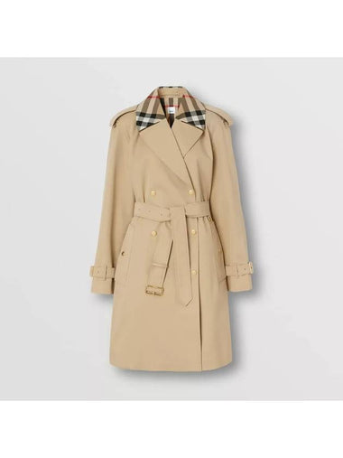 Women's Check Trim Cotton Gabardine Waterloo Trench Coat Beige - BURBERRY - BALAAN 1