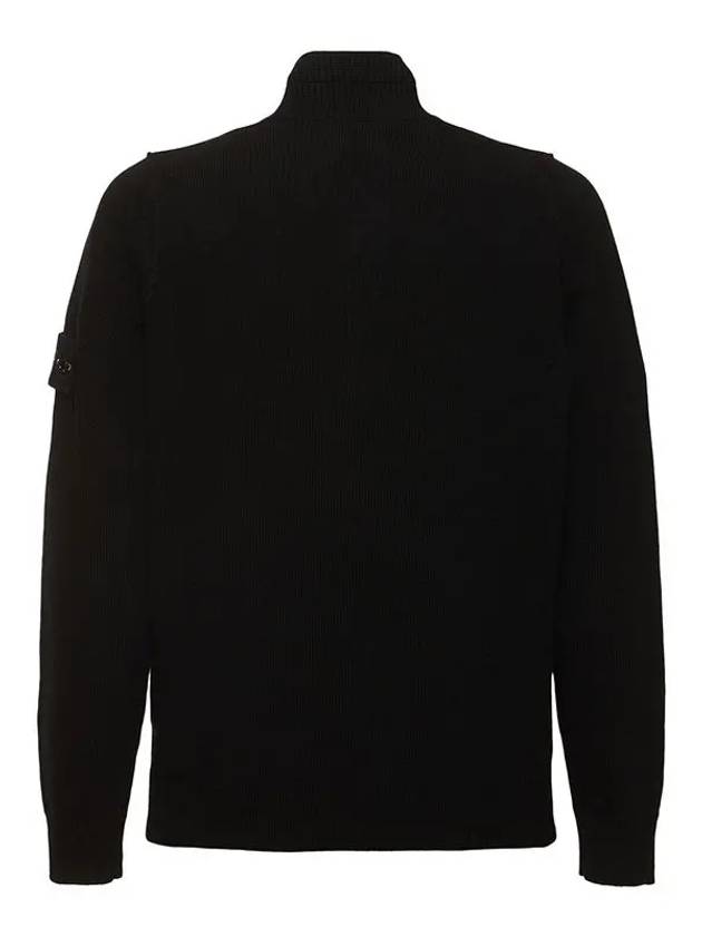 Wappen Patch Half Button Lambswool Knit Top Black - STONE ISLAND - BALAAN 3