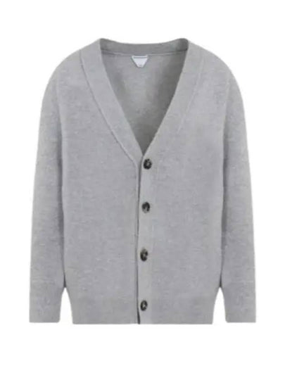 Intrecciato Leather Patch Cardigan Light Grey Melange - BOTTEGA VENETA - BALAAN 2