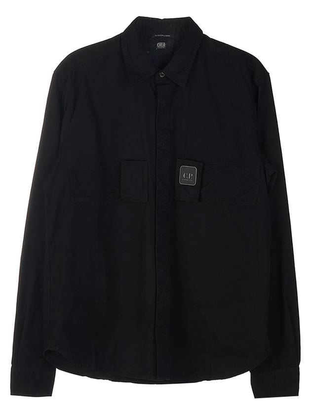 Men's Lens Wappen Gabardine Long Sleeve Shirt Black - CP COMPANY - BALAAN 2