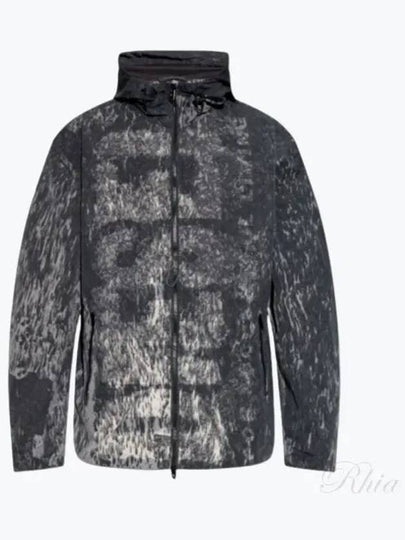 J Brick Rain Camo Print Hooded Windbreaker Black - DIESEL - BALAAN 2