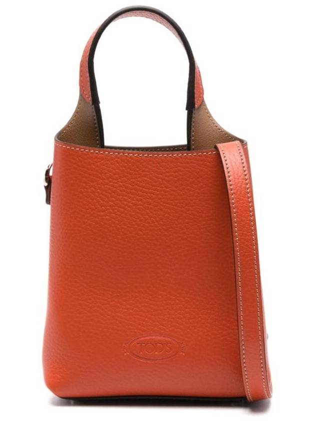 Micro Leather Mini Tote Bag Orange - TOD'S - BALAAN 1