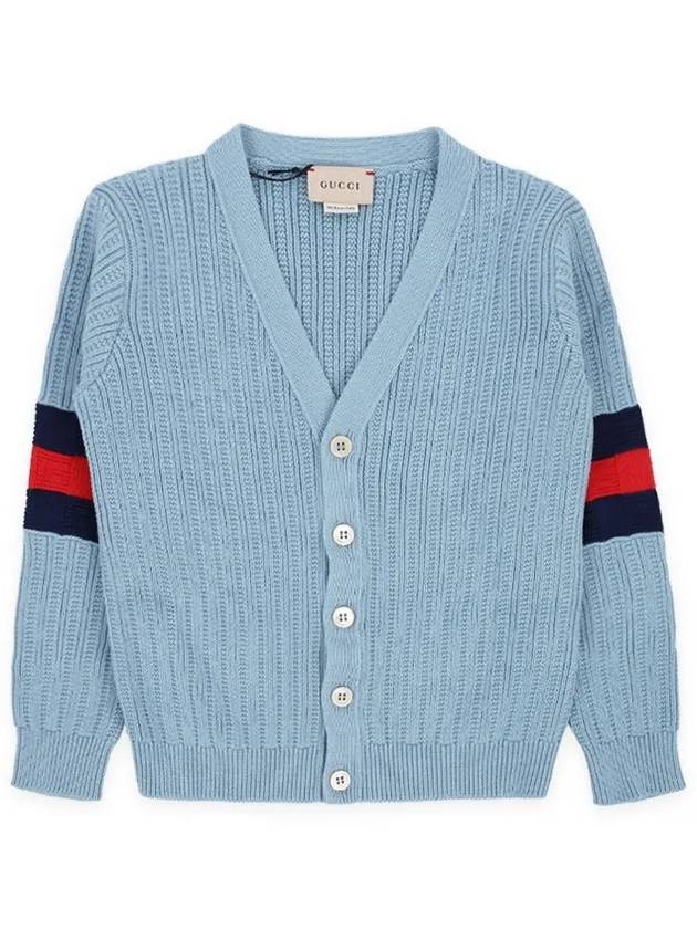 Kids Web Stripe Cardigan Sky - GUCCI - BALAAN 3