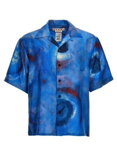 Haboutai Print Silk Short Sleeve Shirt Blue - MARNI - BALAAN 2