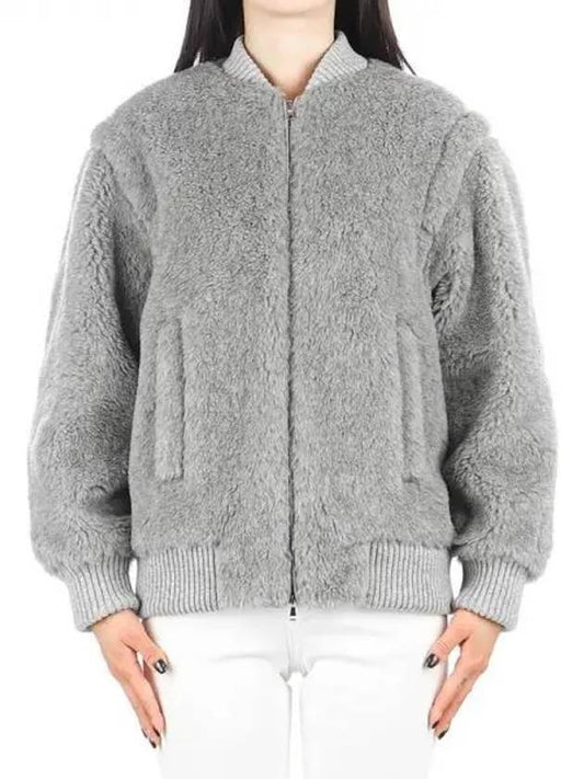 Women's Terry Wool Cashmere Zip-up Jacket Grey - MAX MARA - BALAAN 2
