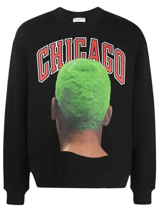Chicago Print Crew Neck Sweatshirt Black - IH NOM UH NIT - BALAAN.