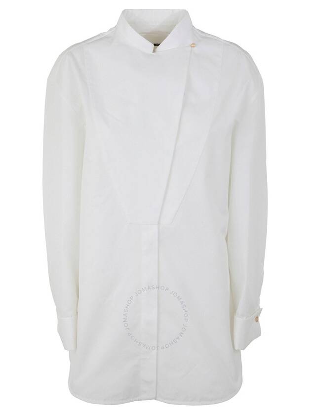 Jil Sander Ladies Optic White Wrap-Design Cotton Shirt, Brand Size 34 (US Size 2) - JIL SANDER - BALAAN 1