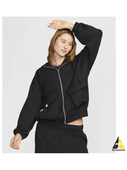 Sportswear Oversized Full Zip French Terry Hoodie W Black Anthracite FV7516 010 - NIKE - BALAAN 1