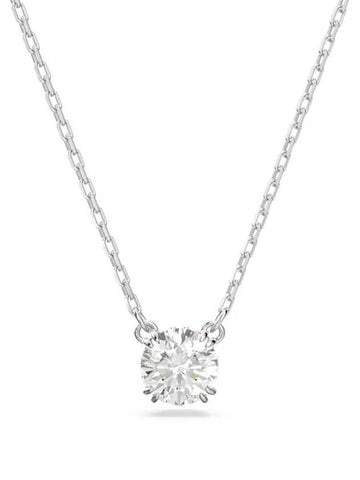 Stilla Round Zirconia Pendant Necklace Silver - SWAROVSKI - BALAAN 1