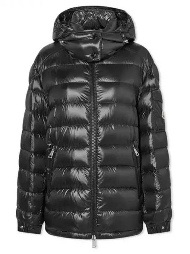 DALLES Arm Pocket Logo Patch Hooded Down Jacket Glossy Black Women s Padding 233499 - MONCLER - BALAAN 1