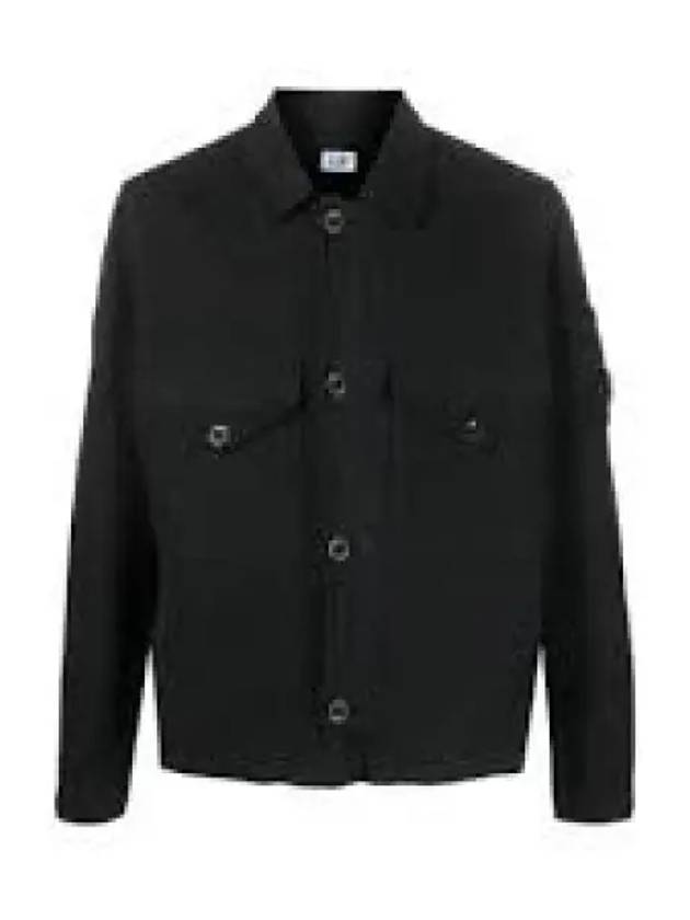 Lens Wappen Two Pocket Collar Cotton Jacket Black - CP COMPANY - BALAAN 2