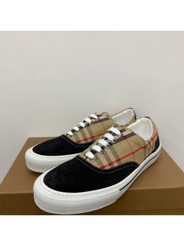 Men's Wilson Vintage Check Mix Low Top Sneakers Black Brown - BURBERRY - BALAAN 4