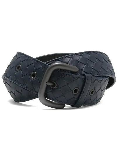 Men's Intrecciato Weaving Leather Belt Navy - BOTTEGA VENETA - BALAAN 2