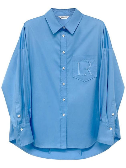 R Logo Oversized Shirt Blue - ILROZE - BALAAN 2