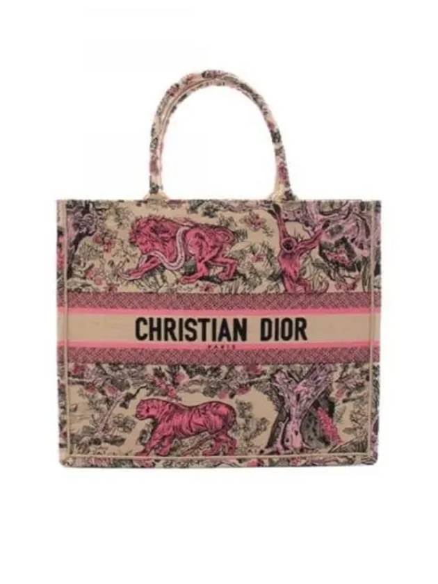 Dioliviera Large Raffia Book Tote Bag Candy Pink - DIOR - BALAAN 1