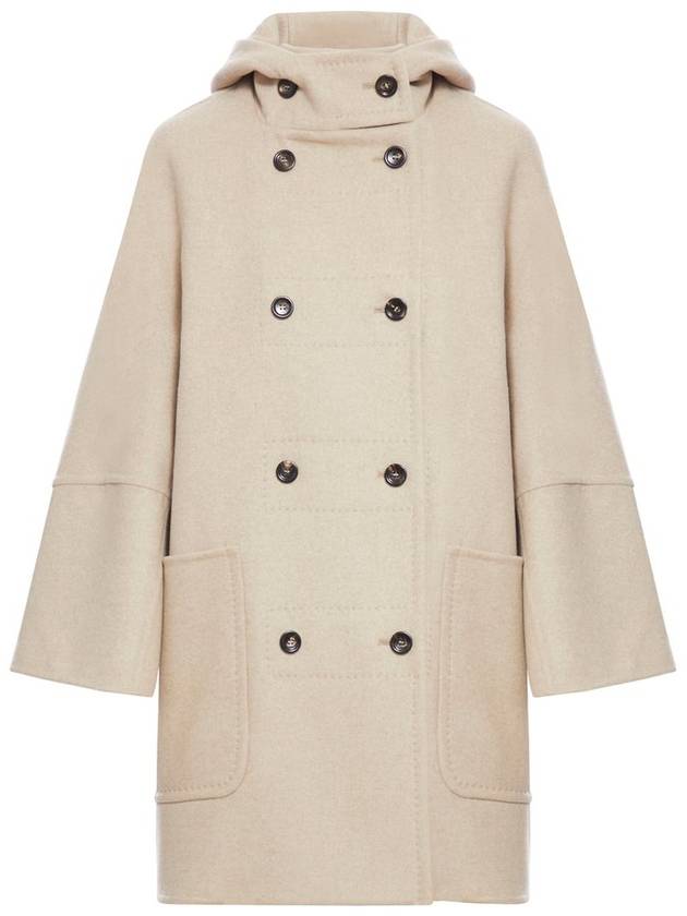 Women s Arturo Hooded Button Up Coat Jacket Beige - MAX MARA - BALAAN 1