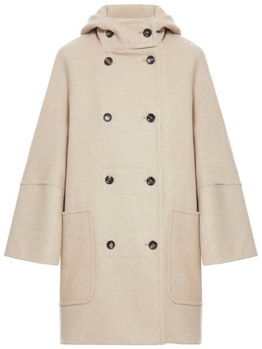 Women s Arturo Hooded Button Up Coat Jacket Beige - MAX MARA - BALAAN 1