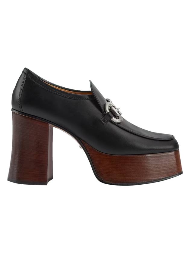 Horsebit Leather Platform Loafers Black - GUCCI - BALAAN.