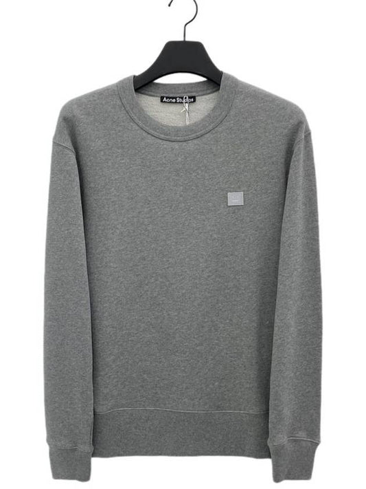 Face Patch Crew Neck Sweatshirt Grey - ACNE STUDIOS - BALAAN.