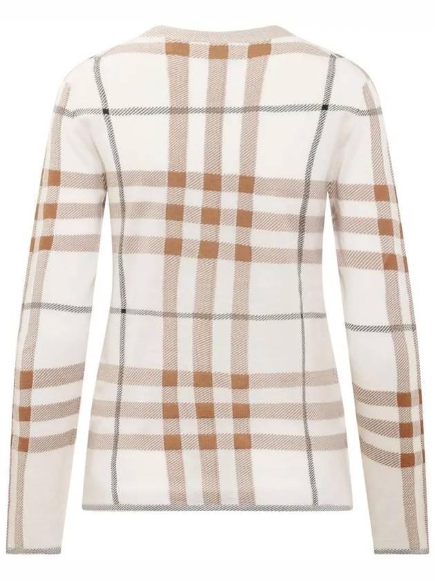 Women's Intarsia Check Pattern Cardigan Ivory - BURBERRY - BALAAN 4