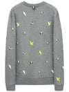 Embroidered Crew Neck Cotton Sweatshirt Grey - THOM BROWNE - BALAAN 3