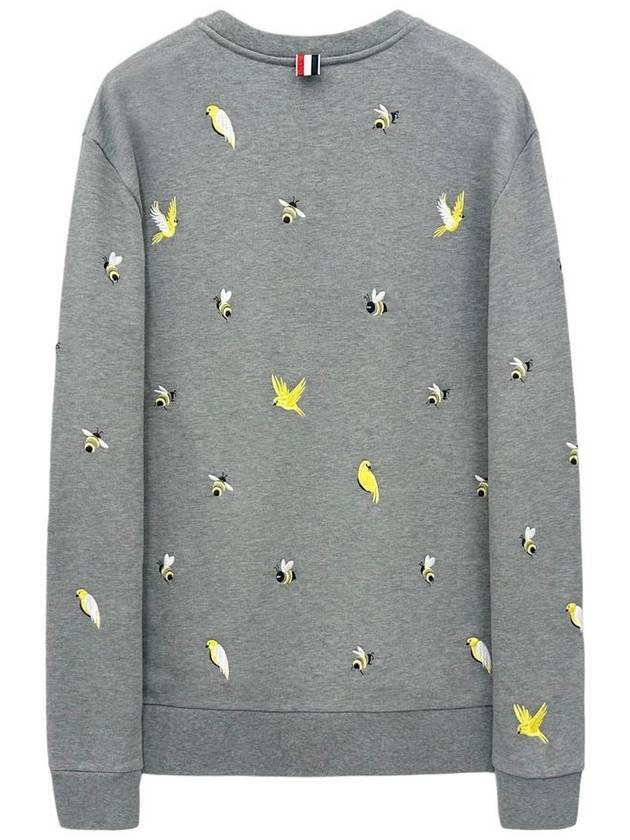 Embroidered Crew Neck Cotton Sweatshirt Grey - THOM BROWNE - BALAAN 3