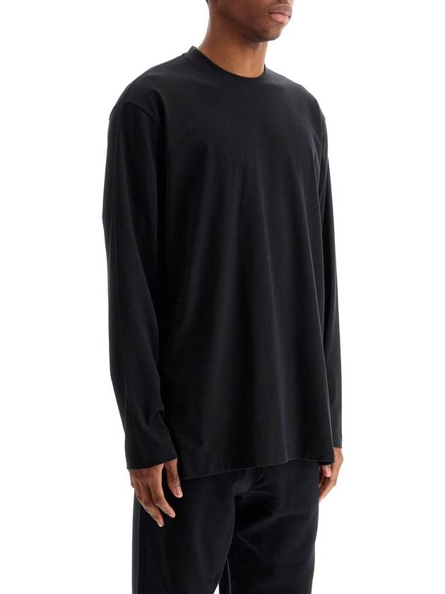 long sleeve black cotton t-shirt with men's graphic - Y-3 - BALAAN 2