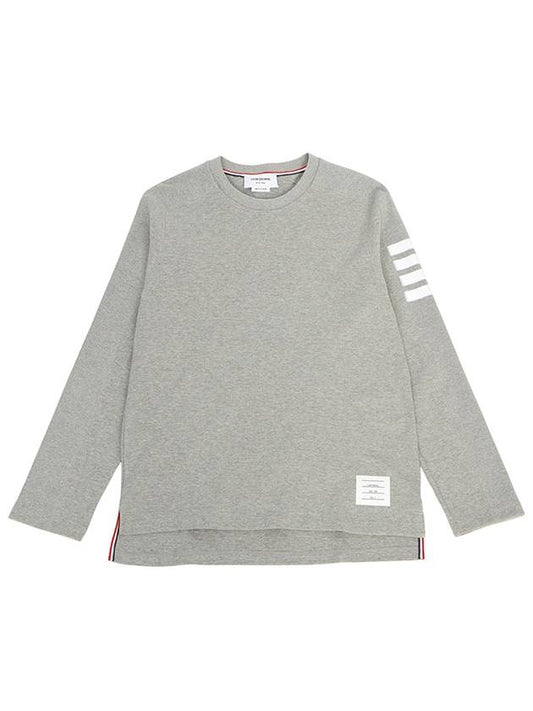 4-Bar Striped Cotton Long Sleeve T-Shirt Light Grey - THOM BROWNE - BALAAN 2