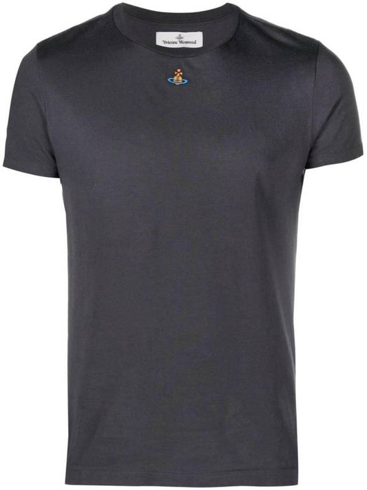Embroided ORB Peru Short Sleeve T-Shirt Grey - VIVIENNE WESTWOOD - BALAAN 1