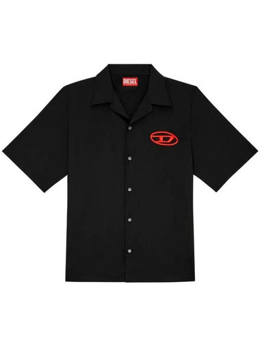 Mac C Embroidered Logo Short Sleeve Shirt Black - DIESEL - BALAAN 1