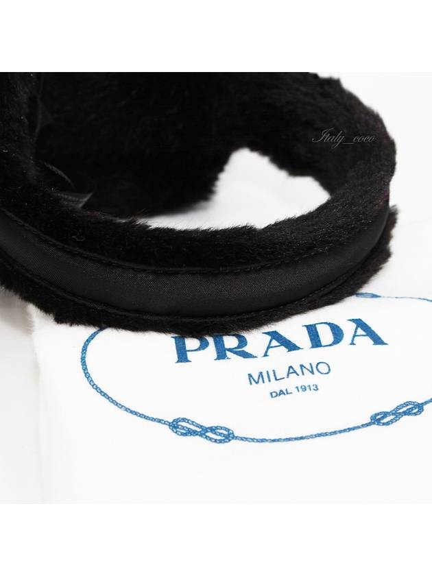 Triangular logo shearling earmuff 9Y1GQD FXF F0990 - PRADA - BALAAN 8