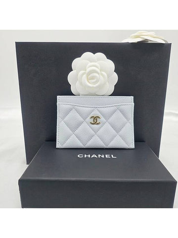 Card wallet classic holder caviar light blue AP0213 - CHANEL - BALAAN 1