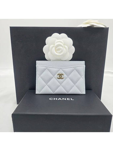 Card wallet classic holder caviar light blue AP0213 - CHANEL - BALAAN 1