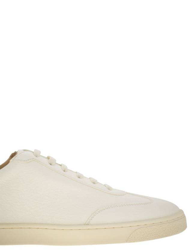 Grain Leather Low Top Sneakers White - BRUNELLO CUCINELLI - BALAAN 7