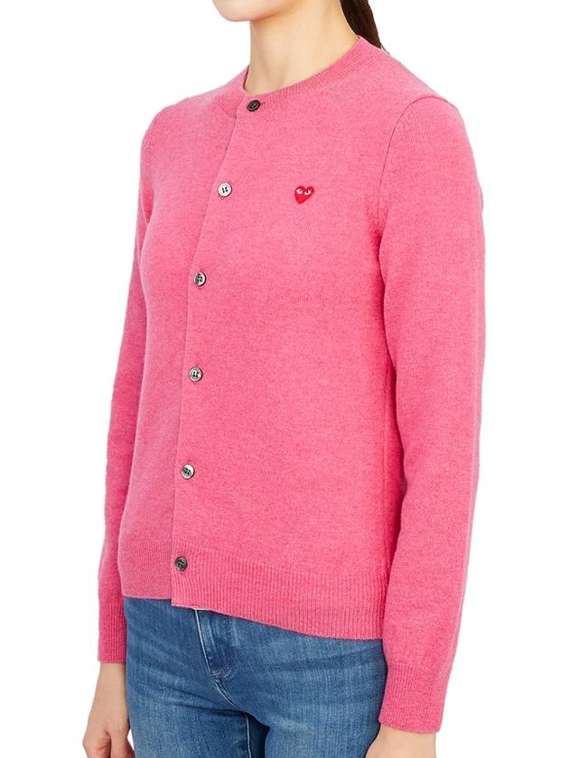 Play Women's Small Red Wappen Cardigan P1 N079 4 Pink - COMME DES GARCONS PLAY - BALAAN 4