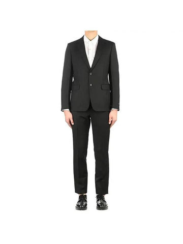 Wool Mohair Single Breasted Suit Black - PRADA - BALAAN 1