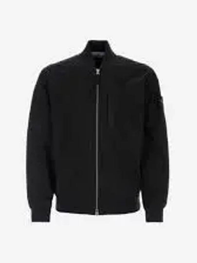 Men's Cupro Cotton Twill TC Bomber Jacket Black - STONE ISLAND - BALAAN 2