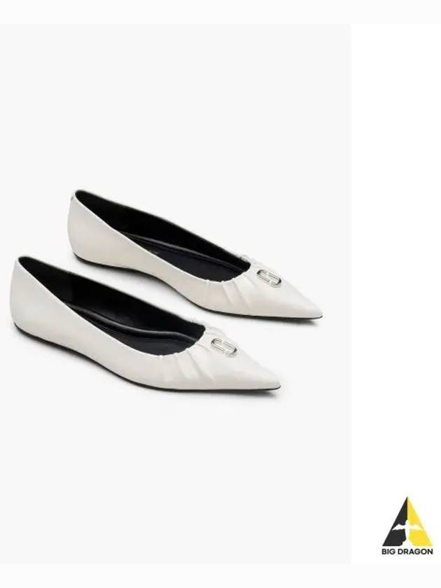 Patent Leather J Marc The Pointy Toe Ballerina White MS1AW24001WHX - MARC JACOBS - BALAAN 1