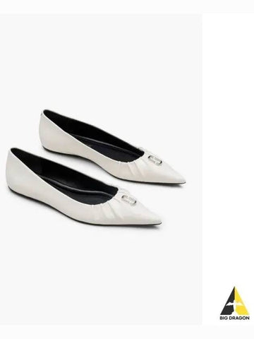 Patent Leather J Marc The Pointy Toe Ballerina White MS1AW24001WHX - MARC JACOBS - BALAAN 1