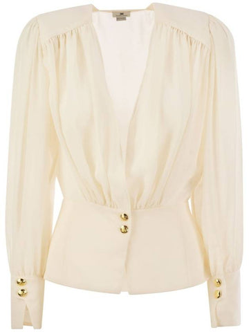 Georgette blouse with basque - ELISABETTA FRANCHI - BALAAN 1