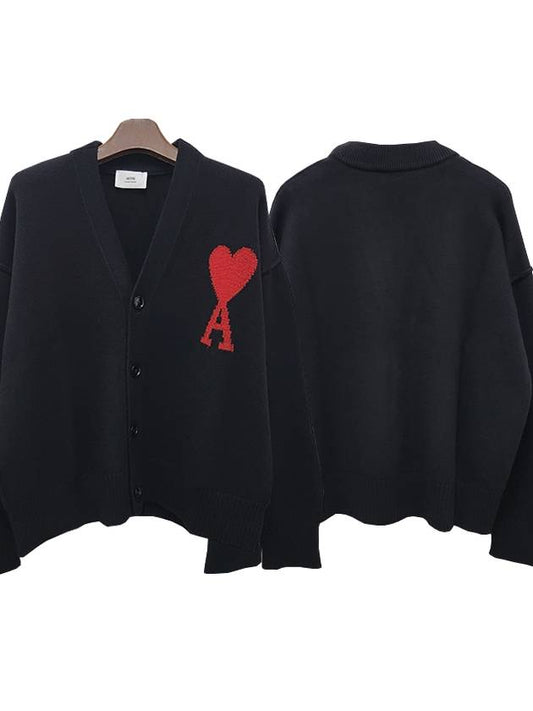 De Coeur Logo Wool Cardigan Black - AMI - BALAAN 2